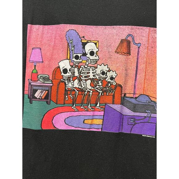 The Simpsons Skeleton Family Couch T Shirt Adult Large Black Graphic Bart - Picture 4 of 6